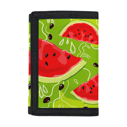 Yummy Watermelon Pieces Pattern Print Trifold Wallet