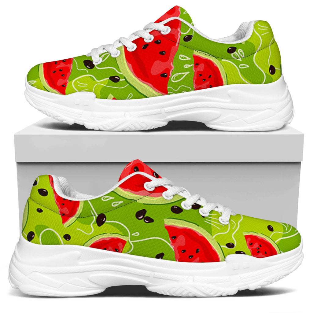Yummy Watermelon Pieces Pattern Print White Chunky Shoes
