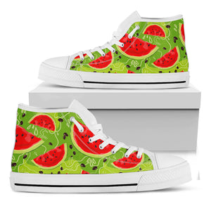 Yummy Watermelon Pieces Pattern Print White High Top Sneakers