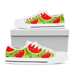Yummy Watermelon Pieces Pattern Print White Low Top Sneakers