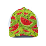 Yummy Watermelon Pieces Pattern Print White Mesh Trucker Cap
