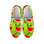 Yummy Watermelon Pieces Pattern Print White Slip On Sneakers