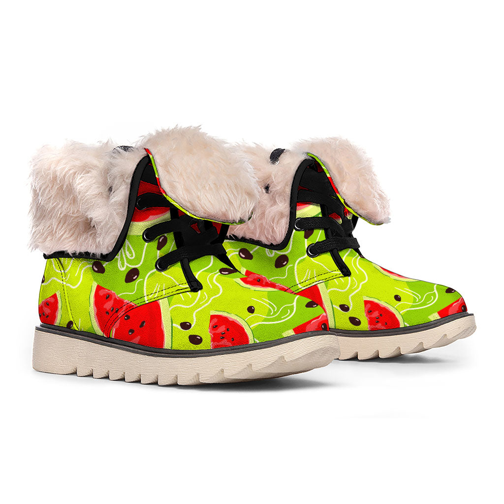 Yummy Watermelon Pieces Pattern Print Winter Boots