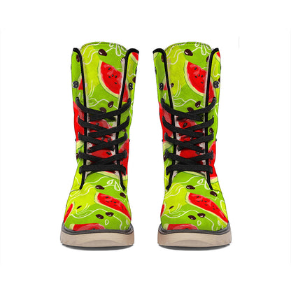 Yummy Watermelon Pieces Pattern Print Winter Boots