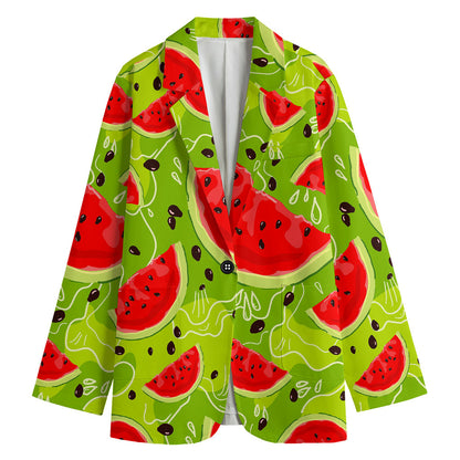 Yummy Watermelon Pieces Pattern Print Women's Blazer