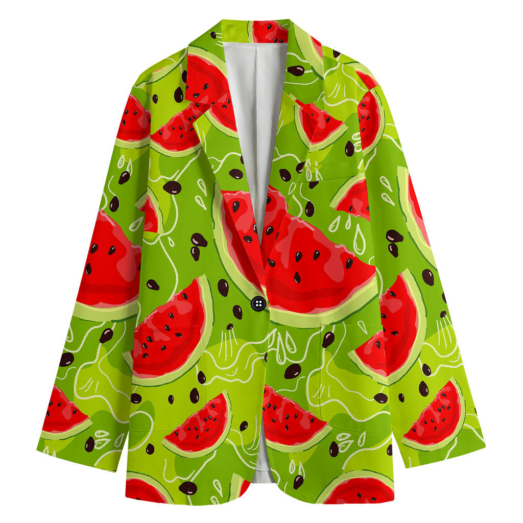 Yummy Watermelon Pieces Pattern Print Women's Cotton Blazer