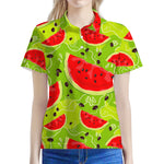 Yummy Watermelon Pieces Pattern Print Women's Polo Shirt