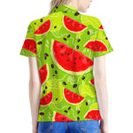 Yummy Watermelon Pieces Pattern Print Women's Polo Shirt