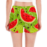 Yummy Watermelon Pieces Pattern Print Women's Split Running Shorts