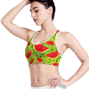 Yummy Watermelon Pieces Pattern Print Women's Sports Bra