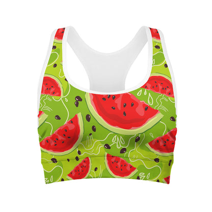Yummy Watermelon Pieces Pattern Print Women's Sports Bra