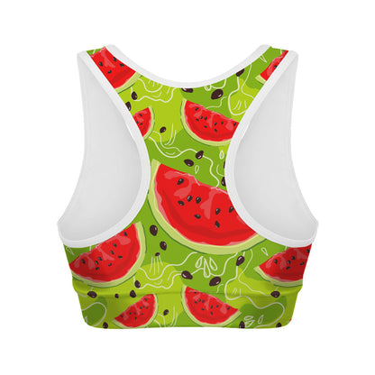 Yummy Watermelon Pieces Pattern Print Women's Sports Bra