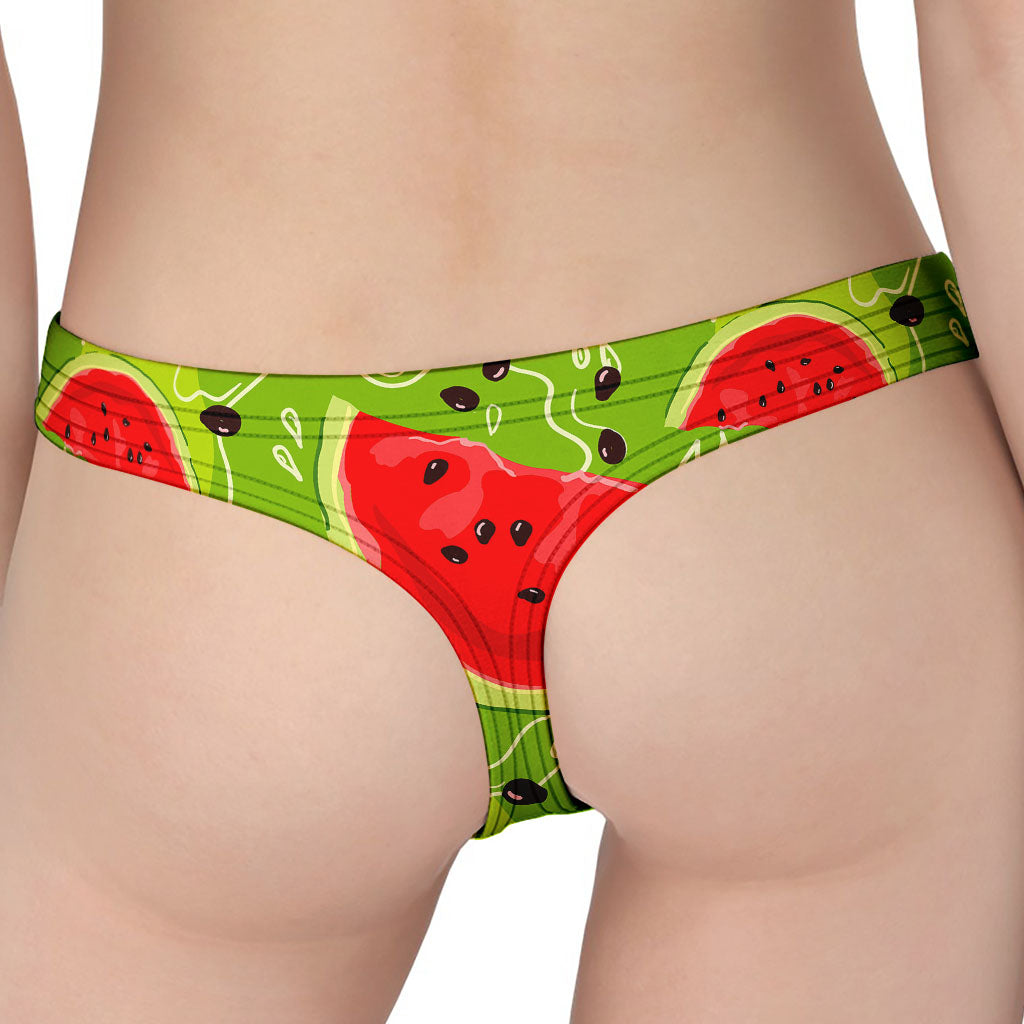 Yummy Watermelon Pieces Pattern Print Women's Thong