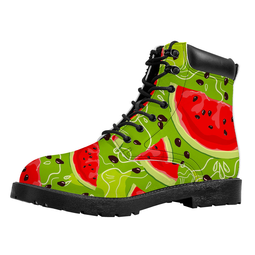 Yummy Watermelon Pieces Pattern Print Work Boots
