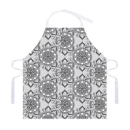 Zentangle Floral Pattern Print Adjustable Apron