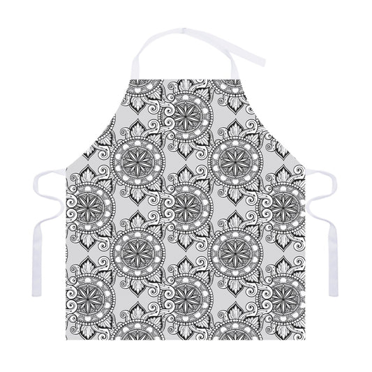 Zentangle Floral Pattern Print Adjustable Apron