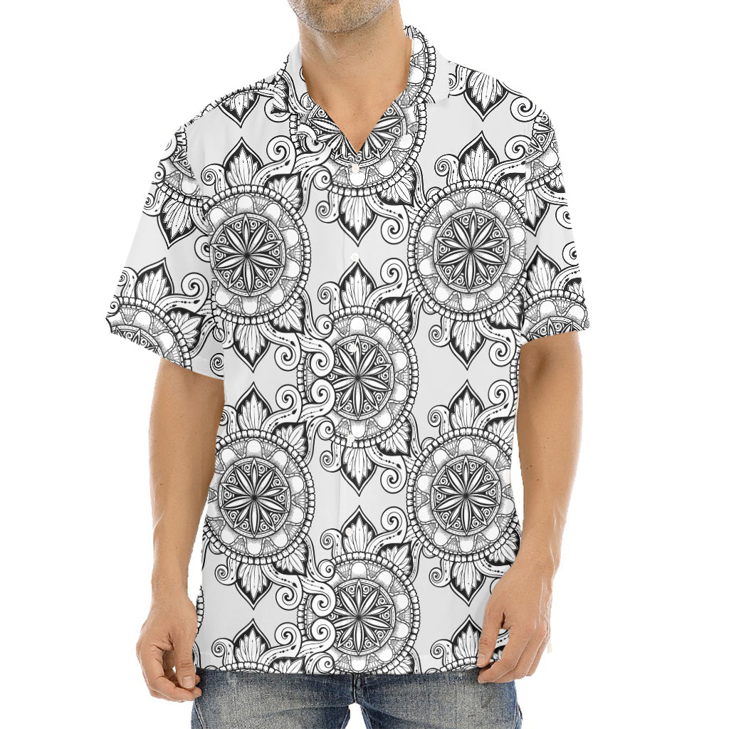Zentangle Floral Pattern Print Aloha Shirt
