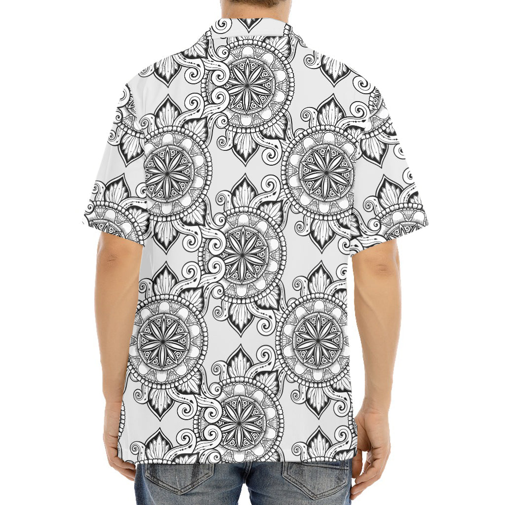 Zentangle Floral Pattern Print Aloha Shirt