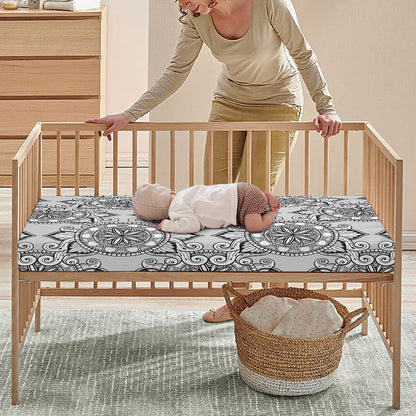 Zentangle Floral Pattern Print Baby Crib Sheet