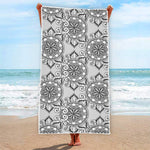 Zentangle Floral Pattern Print Beach Towel