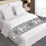 Zentangle Floral Pattern Print Bed Runner