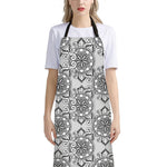 Zentangle Floral Pattern Print Bib Apron With Pocket