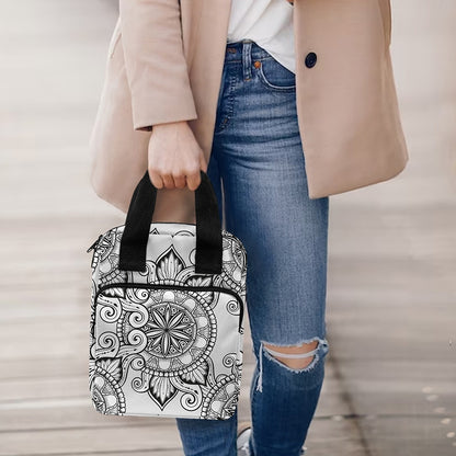 Zentangle Floral Pattern Print Bible Tote Bag