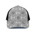 Zentangle Floral Pattern Print Black Mesh Trucker Hat