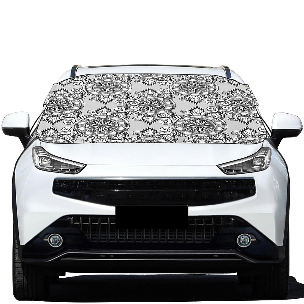 Zentangle Floral Pattern Print Car Windshield Snow Cover