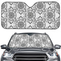 Zentangle Floral Pattern Print Car Windshield Sun Shade