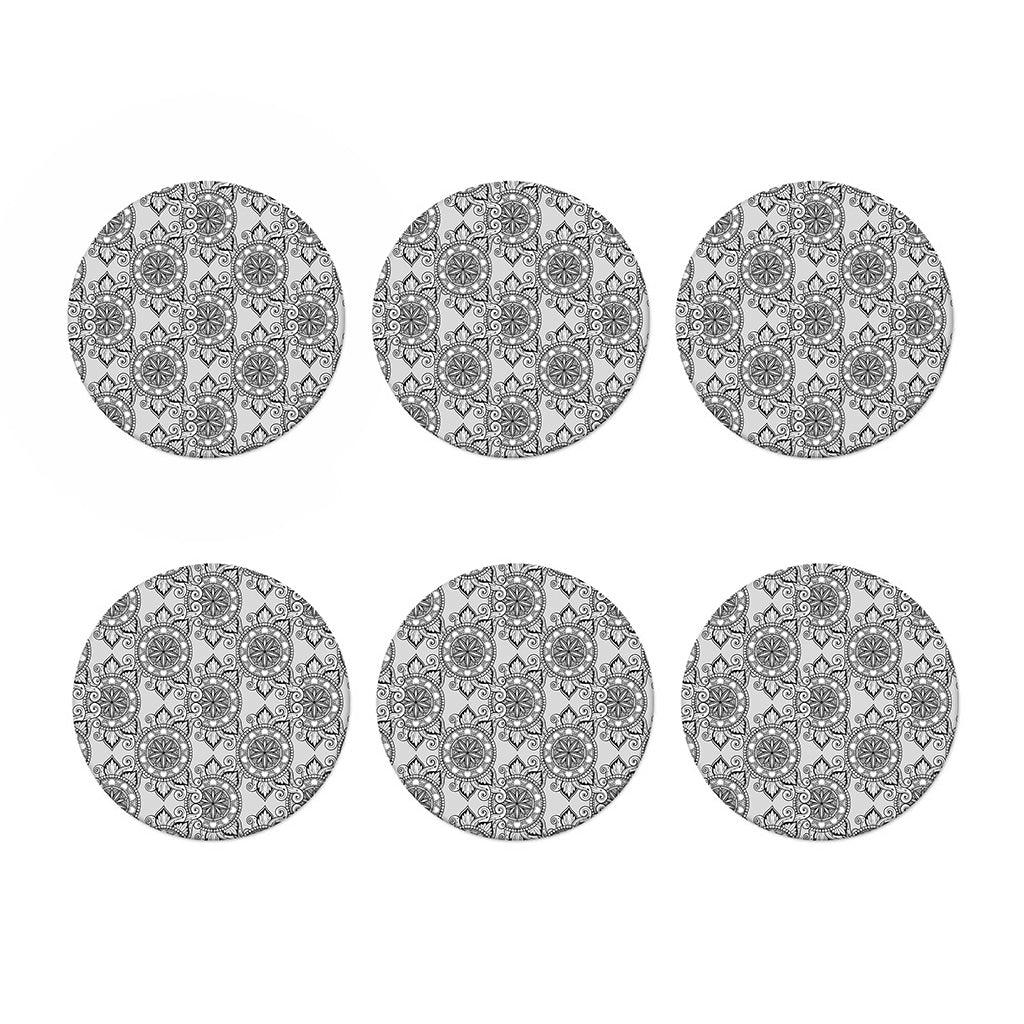 Zentangle Floral Pattern Print Coaster Set