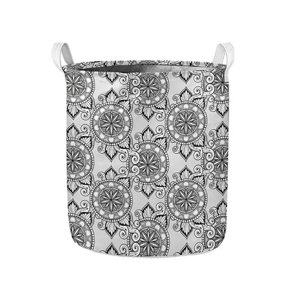 Zentangle Floral Pattern Print Collapsible Laundry Basket