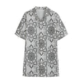 Zentangle Floral Pattern Print Cotton Hawaiian Shirt