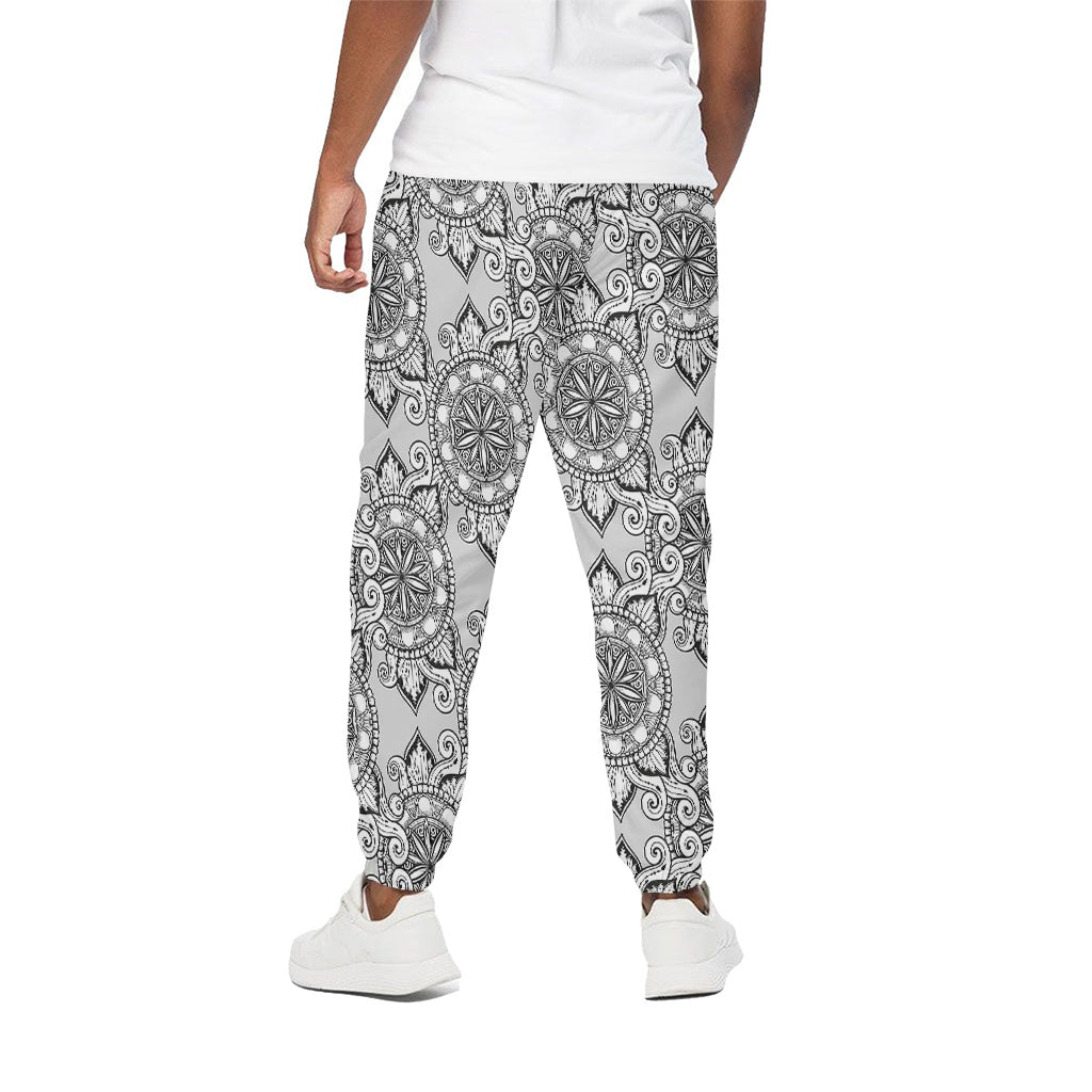 Zentangle Floral Pattern Print Cotton Pants
