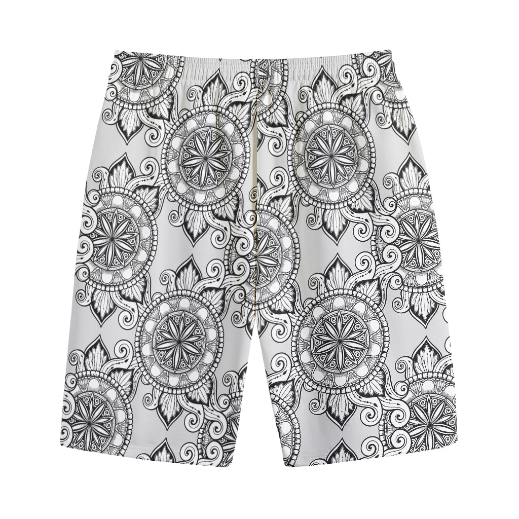 Zentangle Floral Pattern Print Cotton Shorts