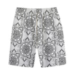 Zentangle Floral Pattern Print Cotton Shorts