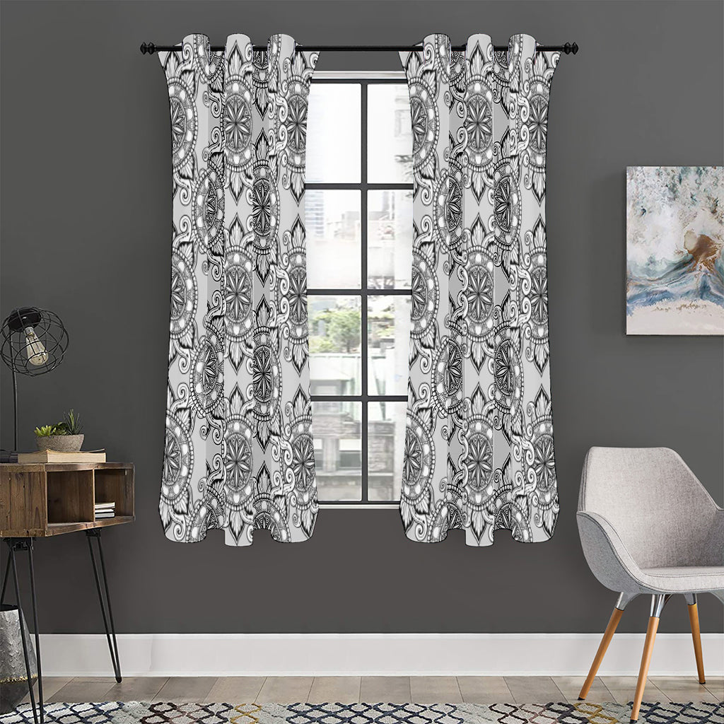 Zentangle Floral Pattern Print Curtain
