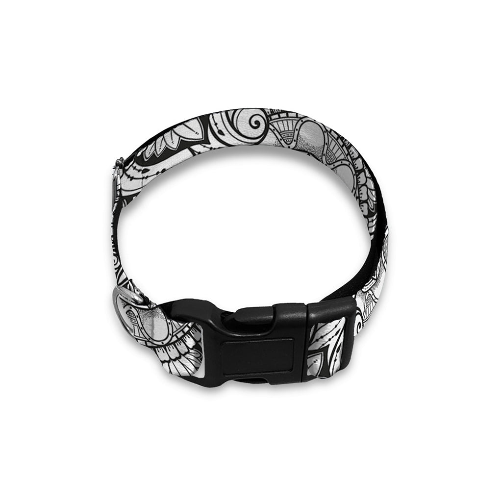 Zentangle Floral Pattern Print Dog Collar