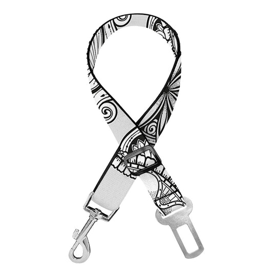 Zentangle Floral Pattern Print Dog Seat Belt