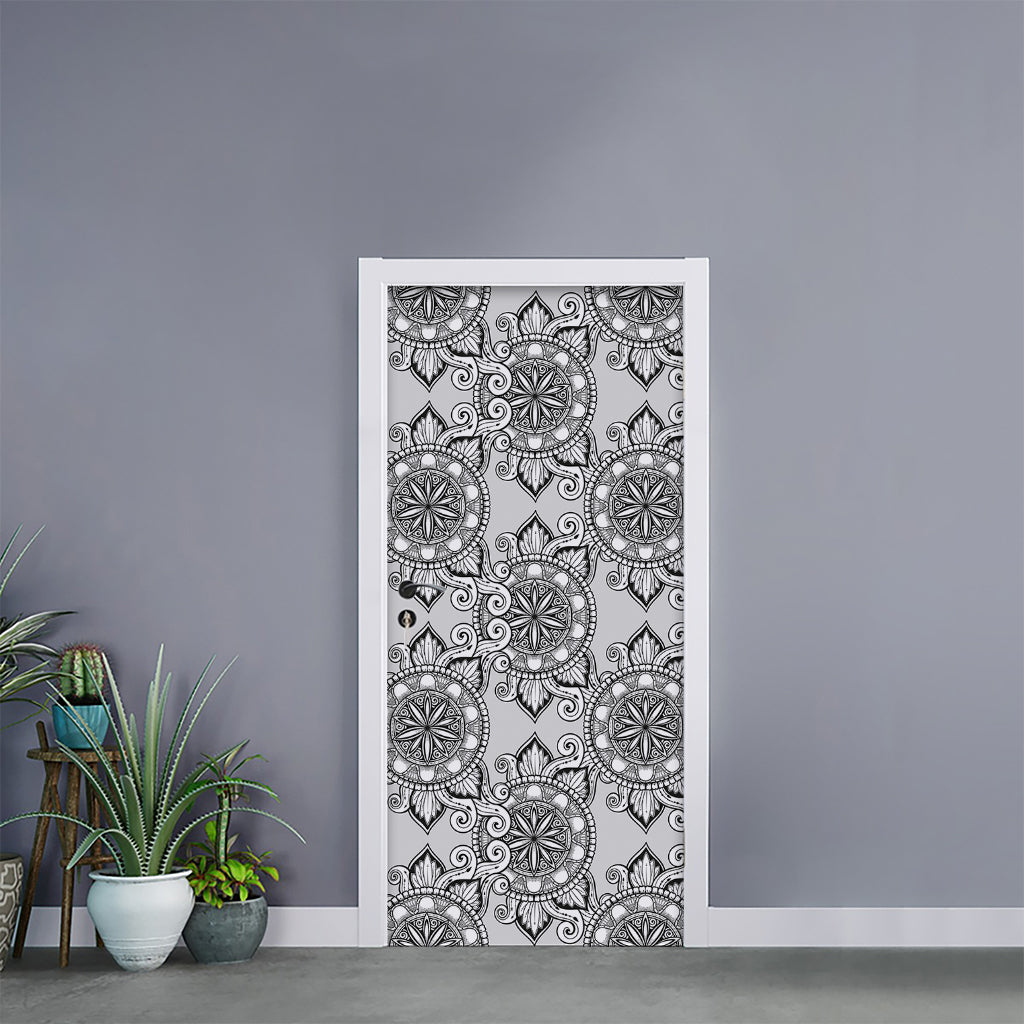 Zentangle Floral Pattern Print Door Sticker