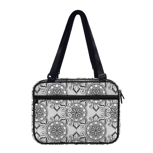 Zentangle Floral Pattern Print Double Strap Bible Bag