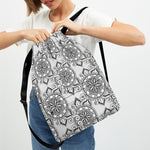Zentangle Floral Pattern Print Drawstring Backpack