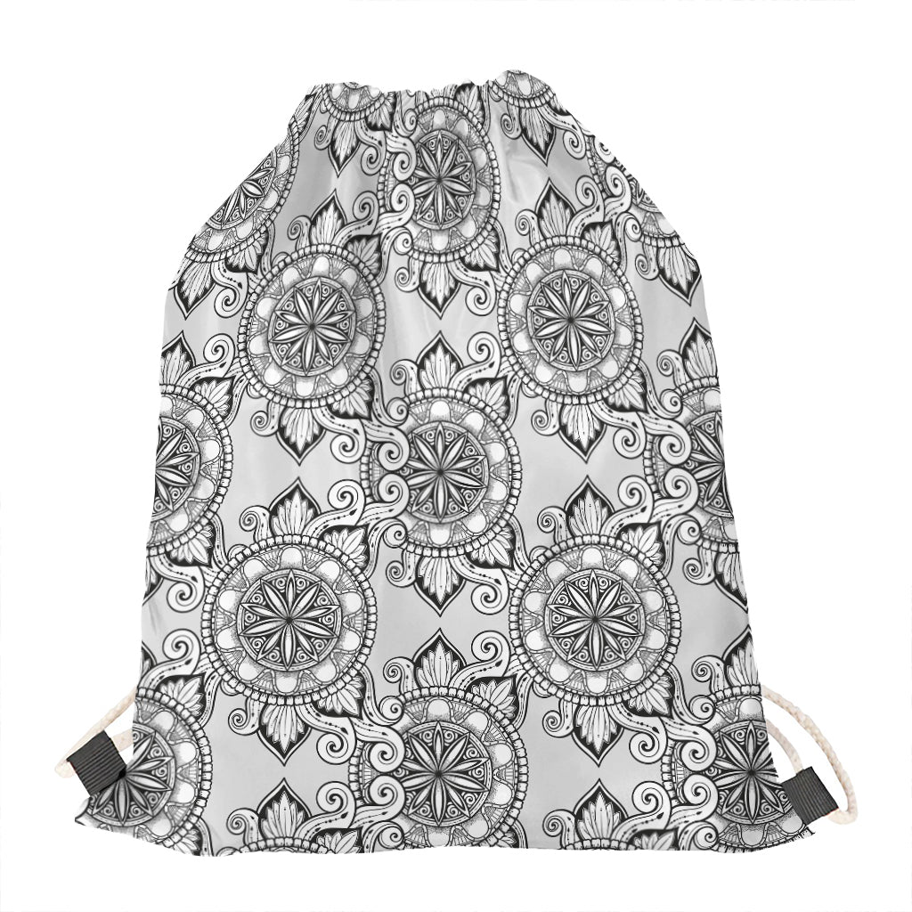 Zentangle Floral Pattern Print Drawstring Bag