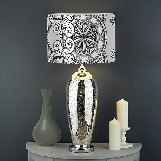 Zentangle Floral Pattern Print Drum Lamp Shade