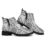 Zentangle Floral Pattern Print Flat Ankle Boots