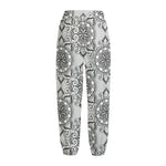 Zentangle Floral Pattern Print Fleece Lined Knit Pants