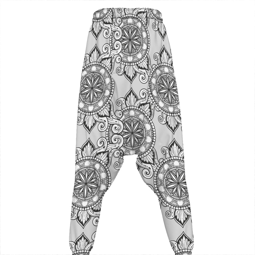 Zentangle Floral Pattern Print Hammer Pants
