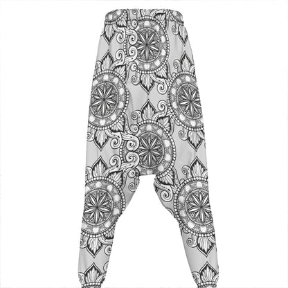 Zentangle Floral Pattern Print Hammer Pants