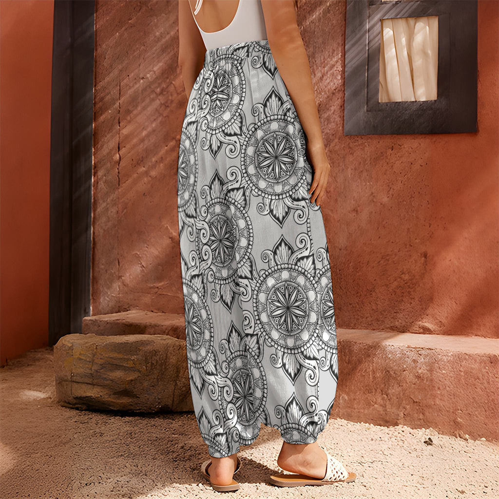Zentangle Floral Pattern Print Harem Pants