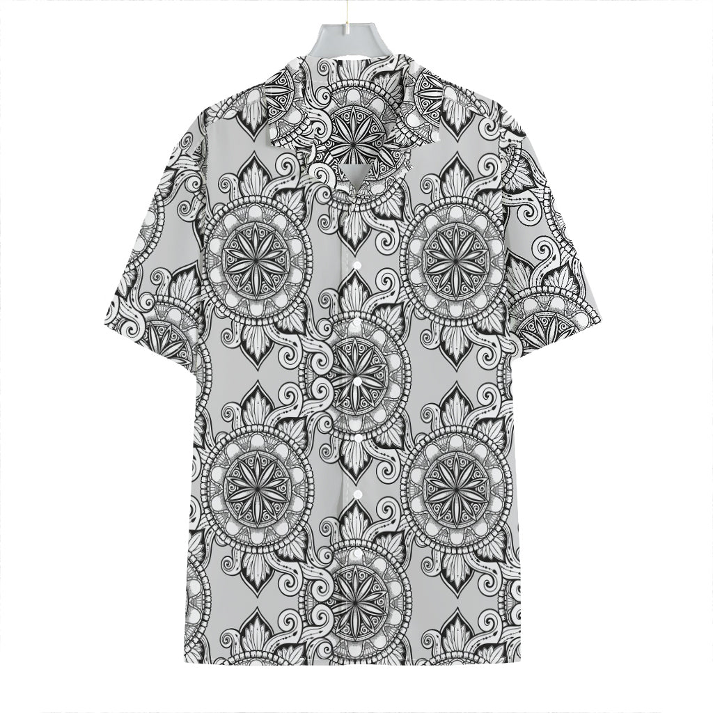 Zentangle Floral Pattern Print Hawaiian Shirt